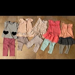 Five outfits (10pcs) Size 6-9month. Unicorn. Watermelon. Heart. Eyelet.